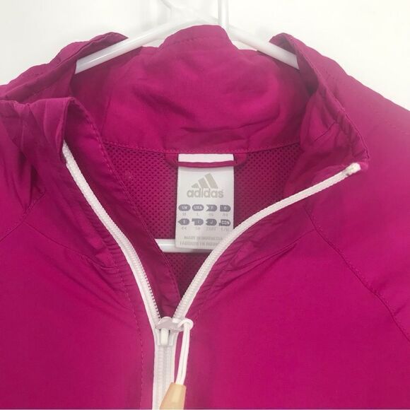 Adidas Magenta Pink White Stripe Vented Zip Up Track Jacket - Picture 8 of 15